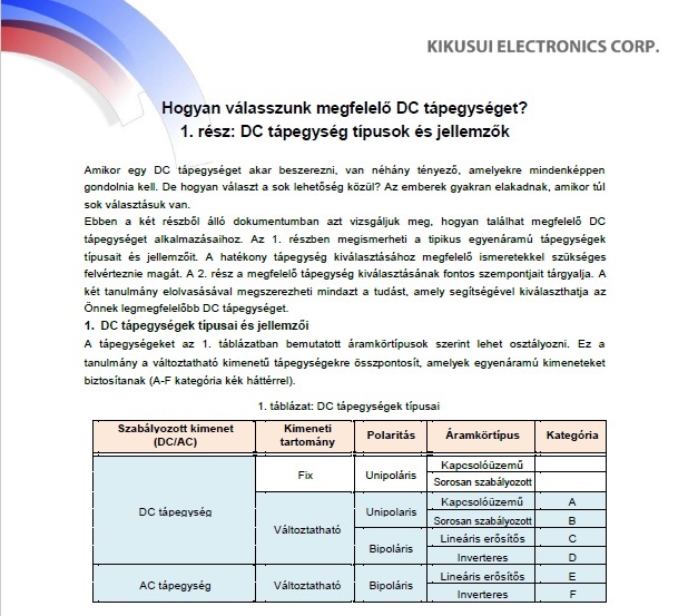 Hogyan válasszunk megfelelő DC tápegységet? 1. rész